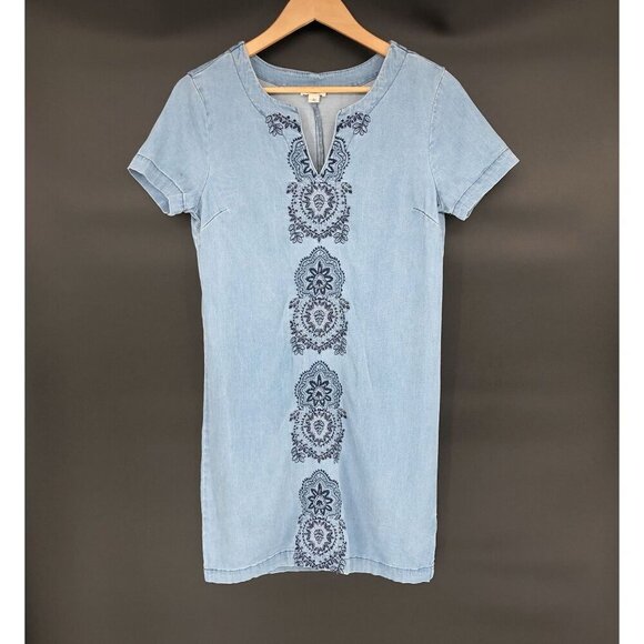 Westport Dresses & Skirts - Westport Womens Embroidered Chambray Dress Size 2 Blue Western Boho Cowgirl